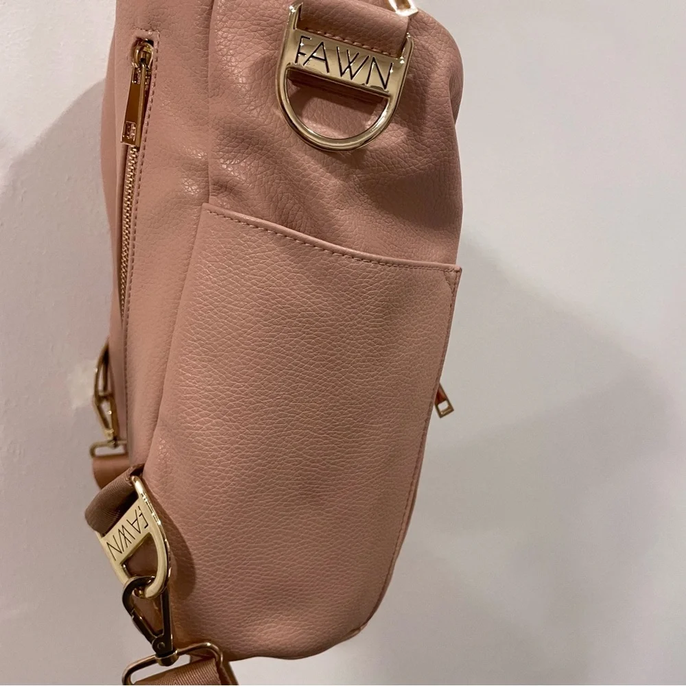 Fawn Design Diaper Bag Messenger Strap Backpack Warm Blush Pink Baby Bag Travel